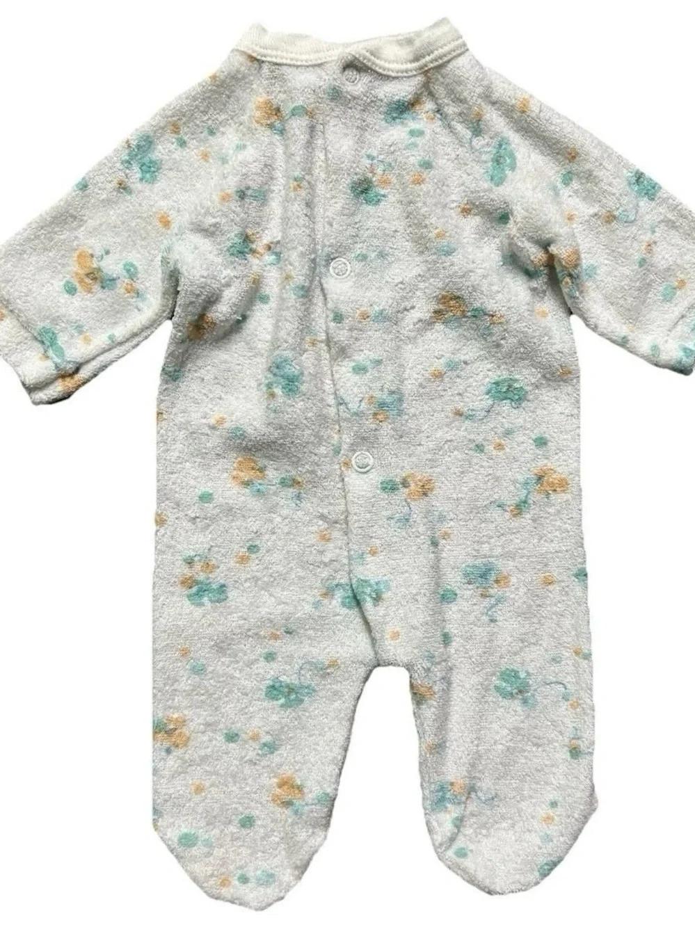 Vintage Baby Terry Cloth Footie Pajamas Size Small 0-3 Months
